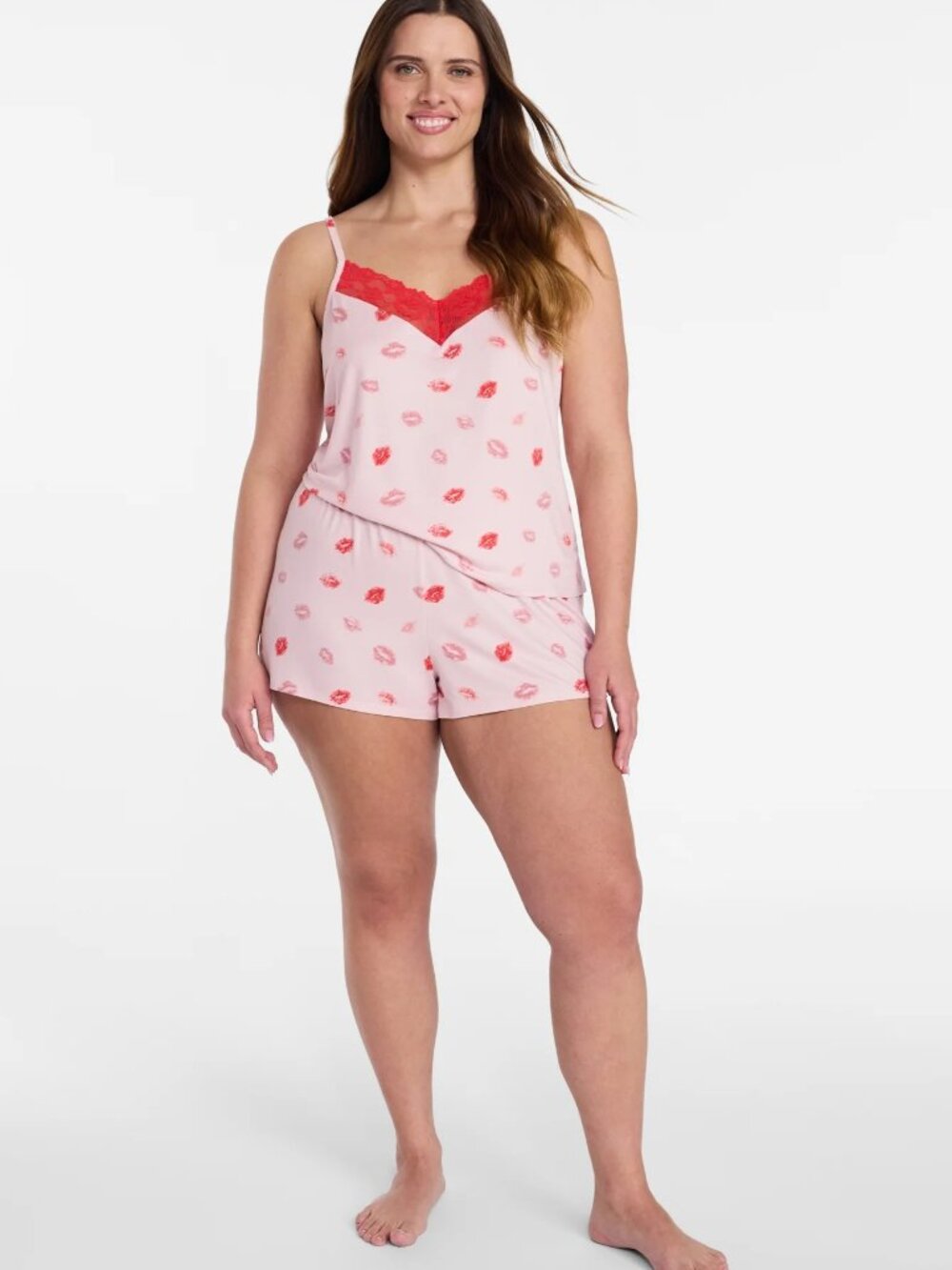 Joyspun Lace Trim Cami Shorts Pajama Set Dreamy Soft Women's Size M/XL Pink